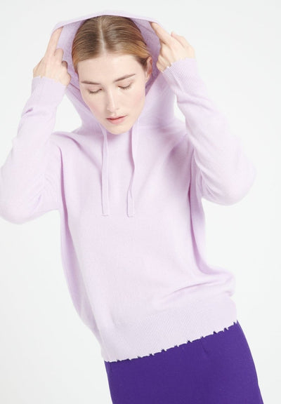 Sweat à capuche femme en cachemire lilas - MIA 16
