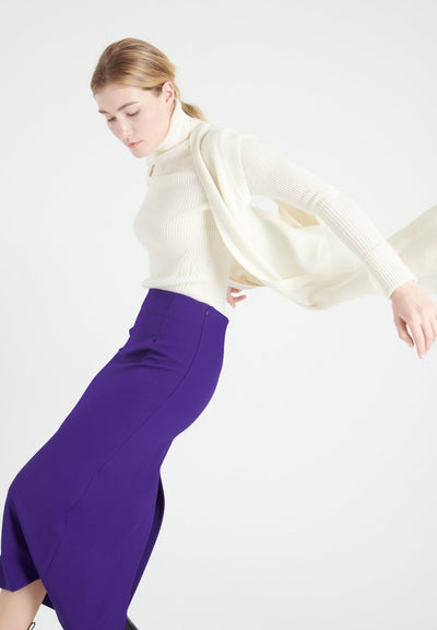 Gilet long sans manches femme en cachemire blanc écru - MIA 6